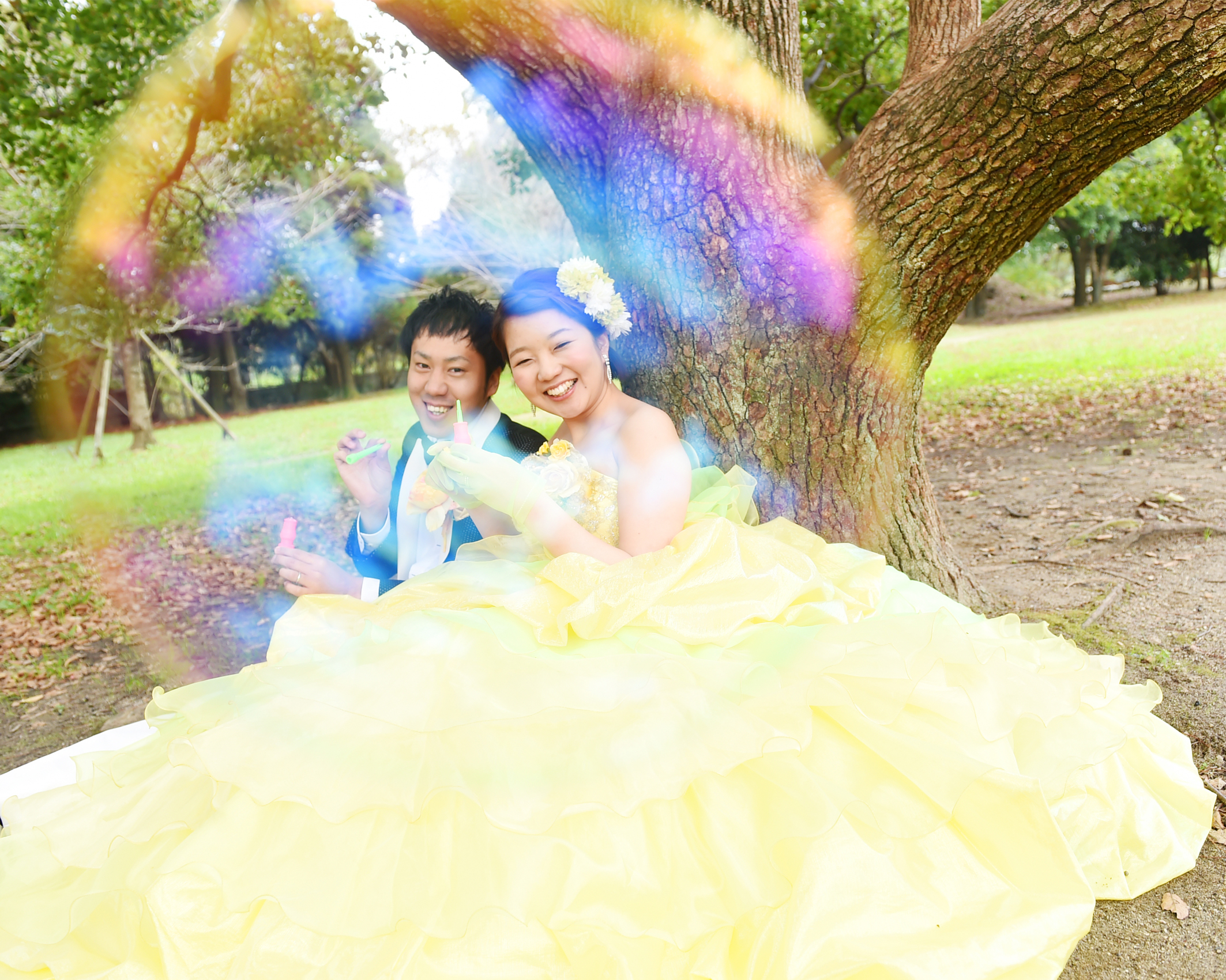 前撮り 福岡店より シャボン玉の中に 熊本 福岡の結婚式前撮りは The Wedding Town ザ ウェディング タウン フォト ウエディング専門店