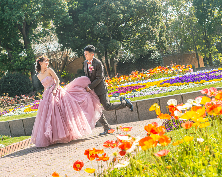 前撮り 福岡店 たくさんの花 前撮り フォトウェディング専門店のthe Wedding Town 熊本 福岡